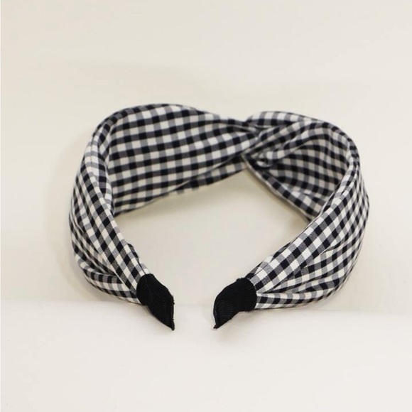 Gingham Print Twist Decor Top Knot Headband - Picture 3 of 3